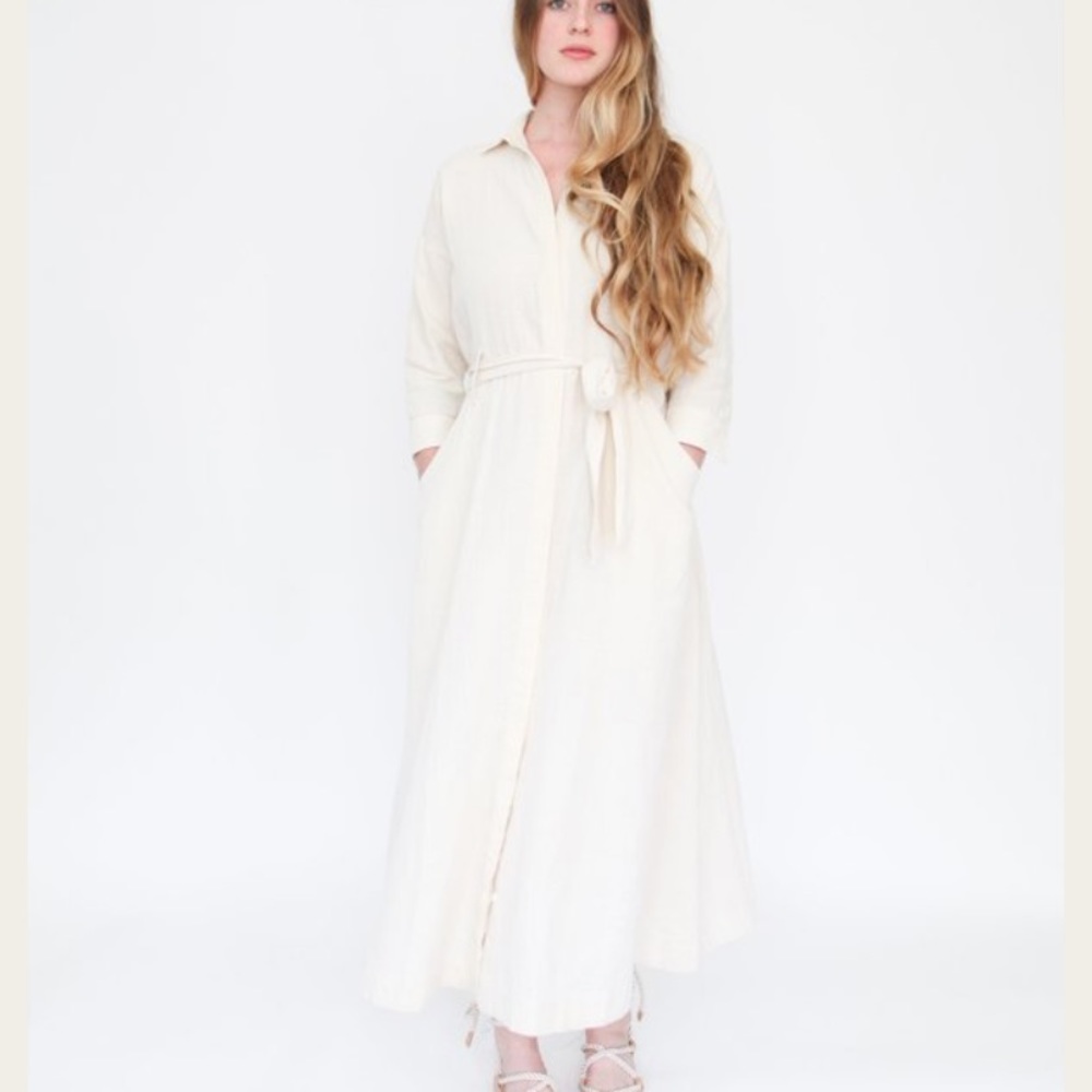 Esby Mabel Shirt Dress in Natural Cotton Small